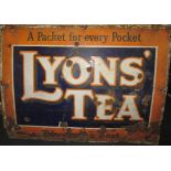 A vintage enamel advertising sign for Lyons’ Tea, approx. size 102x76cm