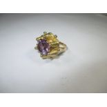 An 18ct Latvian/Russian gold ring set a with large Amethyst, approx weight 14g approx ring size O