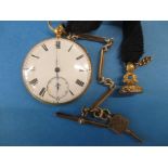 An 18ct gold cased pocket watch with Albert chain and fob seal