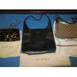 Three genuine vintage Gucci designer handbags