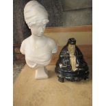 An Andia 1930s paper mache speaker horn and a large bust statue