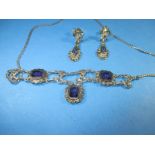 An Edwardian silver and gold necklace and earring set