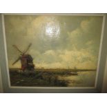 A framed Dutch landscape oil on canvas, signed H ????