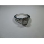A 950 platinum ring set with various size diamonds, approx ring size S