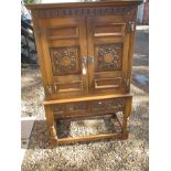An Old Charm style court cupboard on stand