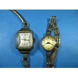 A 9ct gold ladies watch and one other