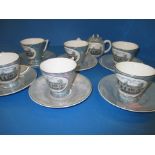 A vintage German lusterware tea set depicting Clare Church