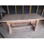A pine farm house kitchen table