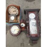 5 Antique clocks to include a fusee example