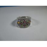 A 9ct white gold 'Rainbow' ring set with multipul coloured stones, approx ring s