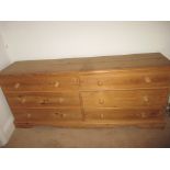 A waxed pine low height 6 drawer chest