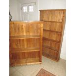 Two pine bookcases