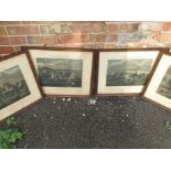 4 framed prints 'The first steeple chase on record' prints engraved by J Harris