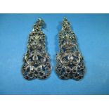 A pair of vintage white metal and marcasite earrings