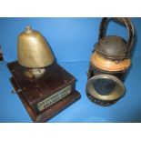 A BR(W) Railway signal lamp and a Pantyffynnon Carnant branch bell box