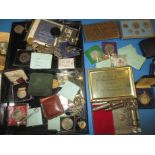 A large quantity of collectable curios, to include coins medals silver items and WWII military