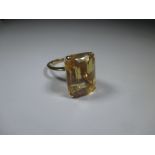 An 18ct yellow gold Amber topaz ring, approx. ring size L