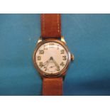 A Longine's 9ct gold WWI period wristwatch