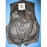 A Black leather waistcoat with a Black Sabbath hospitality badge dated 20.6.98, from the Ozzfest