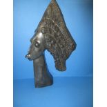 A large carved Springstone sculpture titled 'Shona Queen' by Norbert Shamuyarira, signed verso