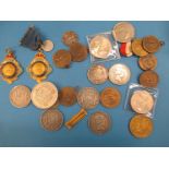 A quantity of vintage coins, medals and medallions
