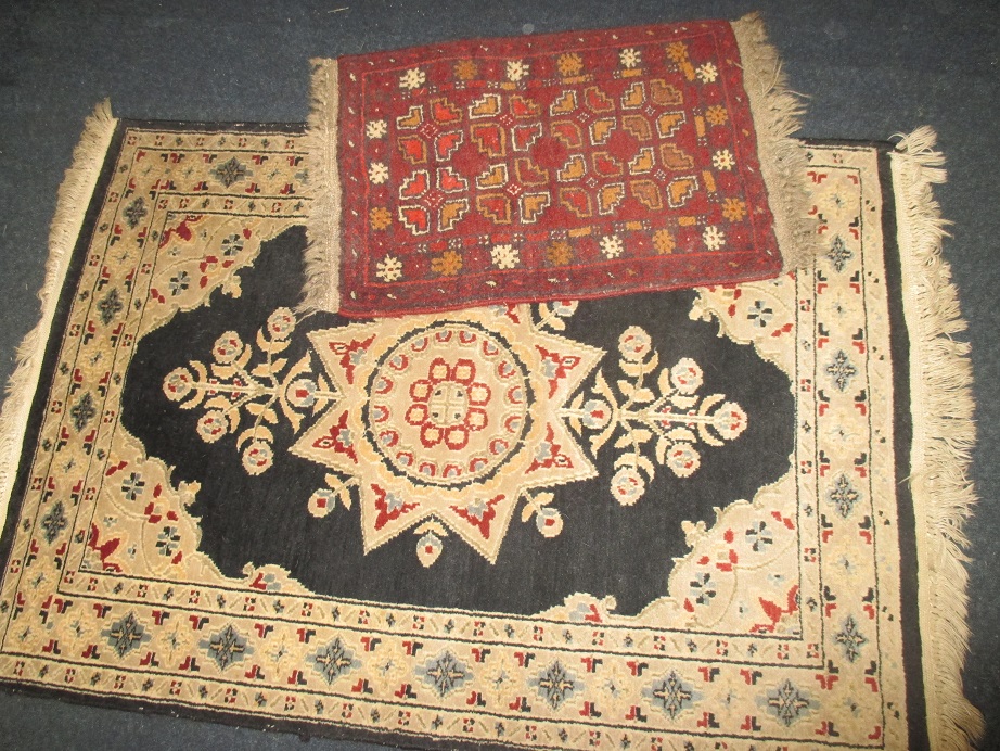2 Vintage Asian hand woven wool rugs