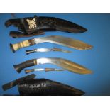 2 Vintage Kukri knives each coming with a Karda and a Chakmak