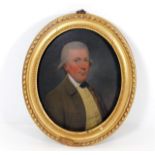 In the style of George Stubbs, a gilt framed 18thC. oil on panel of banker James Martin, inscribed t