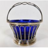 A silver bonbon basket, repair to part of glass, s