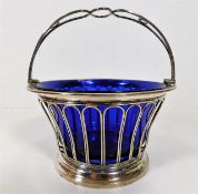 A silver bonbon basket, repair to part of glass, s