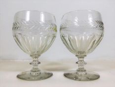 A pair of cut glass rummers 5.25in tall
