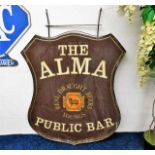 A large pub sign - The Alma Youngs Draught Beers 4