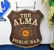A large pub sign - The Alma Youngs Draught Beers 4