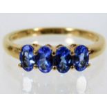 A 9ct gold ring set with tanzanite 2.4g size P