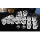 A set of six Edinburgh crystal wine glasses & whisky glasses twinned with Irish & other crystal & In