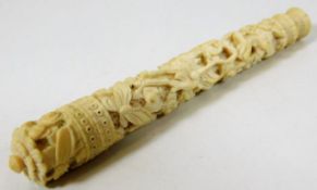 A 19thC. Chinese carved ivory needle case 3.75in l