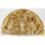 A Chinese white jade carved plaque with rust 15in