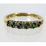 A 9ct gold emerald & diamond ring 1.9g size L/M