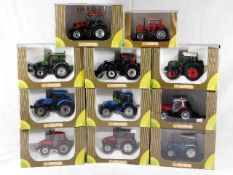 Eleven boxed Universal Hobbies diecast tractor mod