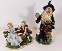 A Capodimonte figure group twinned with a Regency