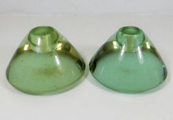 A pair of heavy glass lenses, possibly 1930's, som