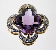 A 9ct gold amethyst & diamond pendant 2.6g