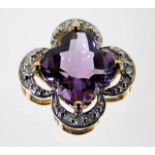 A 9ct gold amethyst & diamond pendant 2.6g