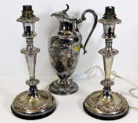 A pair of Victorian silver plated candlesticks 11.