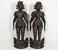 A pair of early 20thC. carved Indian figures, both