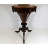 An early Victorian rosewood sewing table 28.5in hi