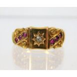 An 18ct gold ring set with diamond & ruby 3.3g siz