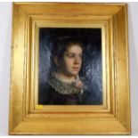 A 19thC. gilt framed oil on canvas of young woman