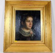 A 19thC. gilt framed oil on canvas of young woman