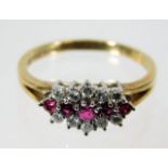 A 9ct gold ruby & diamond ring 2.9g size Q